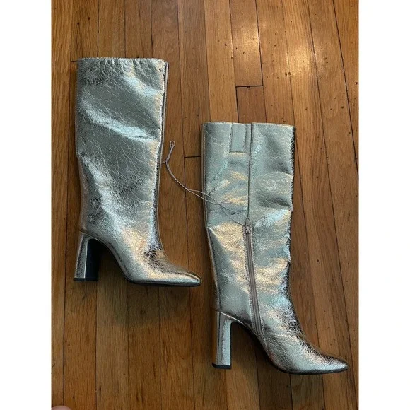 NWT A New Day Womens 7 Gold Diva Stovepipe Tall Boots Square Toe • Gorgeous! - Picture 2 of 5